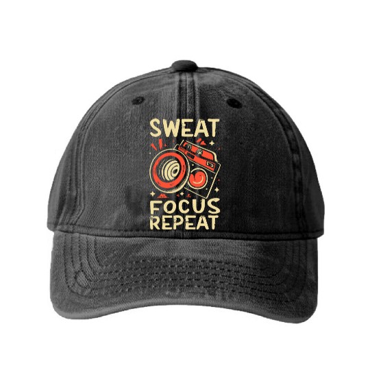 SWAT FOCCUS REPEAT, Washed Denim Baseball Caps