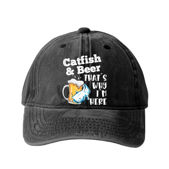Catfish & Beer That's why I'm here Noodler Waller Washed Denim Baseball Caps