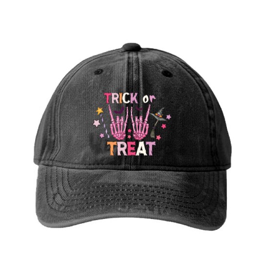 TRICK OR TREAT Washed Denim Baseball Caps