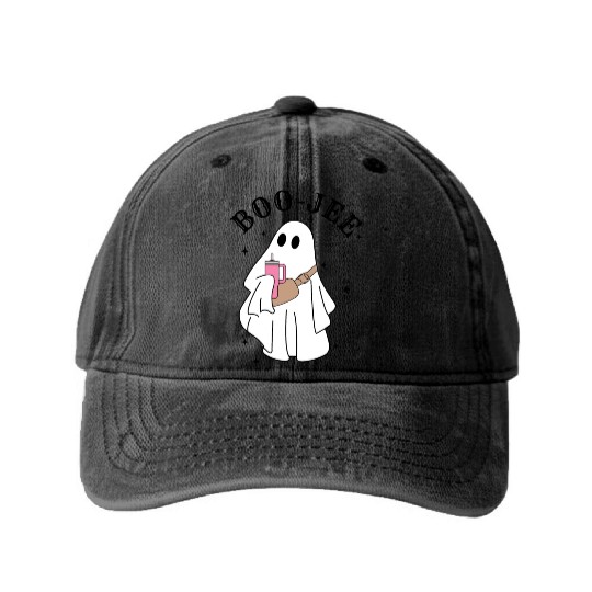 Boo Jee Stanley Tumbler Inspired Ghost Washed Denim Baseball Caps