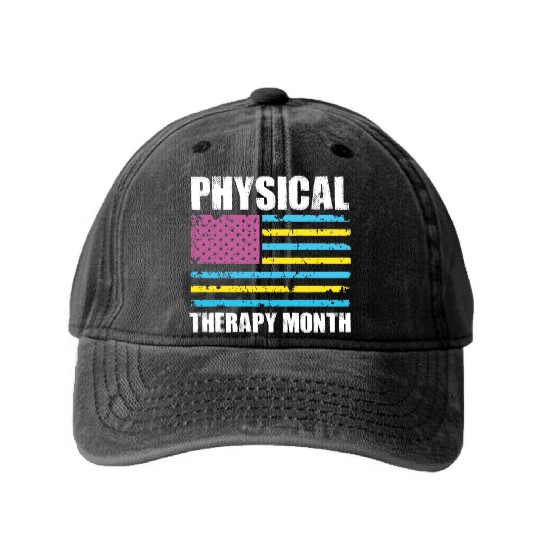 USA Flag PT PTA Physical Therapy Gift Physical Washed Denim Baseball Caps