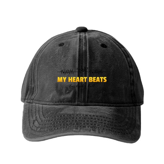 My Heart Beats For Rock Roll Washed Denim Baseball Caps