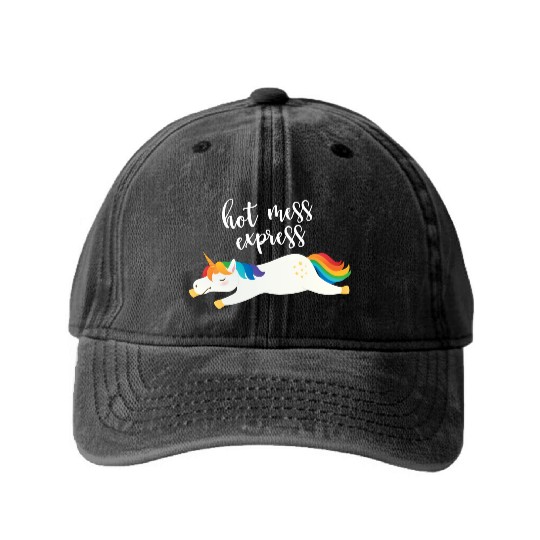 Hot Mess Express Magical Unicorn Washed Denim Baseball Caps