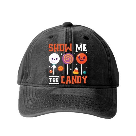 Show Me The Candy Washed Denim Baseball Caps