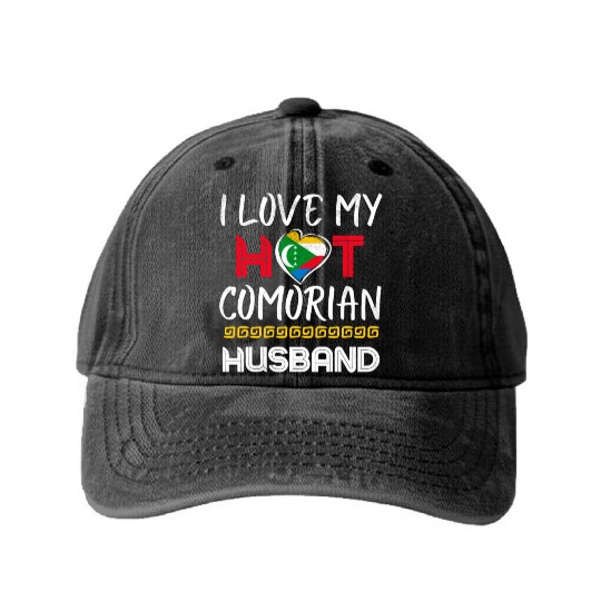 Funny Comorian Husband Proud Wife Washed Denim Baseball Caps