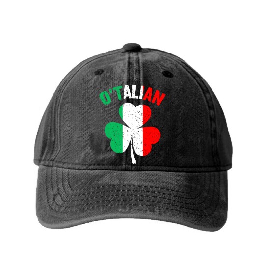 Italian Irish Relationship St Patrick's Dayethnici Washed Denim Baseball Caps