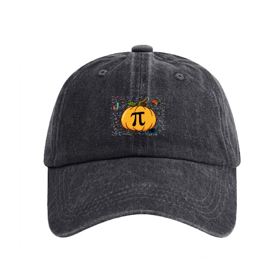 Pumpkin Pi Mathematics Halloween Thanksgiving Fall Washed Denim Baseball Caps