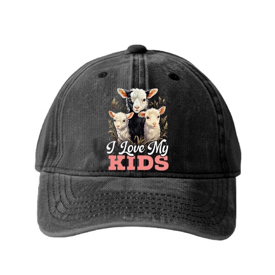 Goat Lover Kid Ranch Wool Farm Animal Farming Washed Denim Baseball Caps