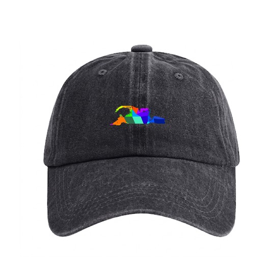 Colorful rainbow snow groomer snow vehicles Washed Denim Baseball Caps