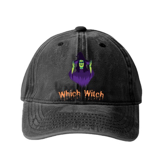 Which Witch Washed Denim Baseball Caps - Funny Halloween vaction