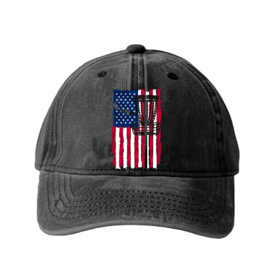 Disc Golf USA Flag American Folf Frolf Men Women Washed Denim Baseball Caps