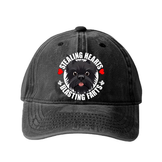 Affenpinscher Comedy Stealing Hearts Blasting Washed Denim Baseball Caps