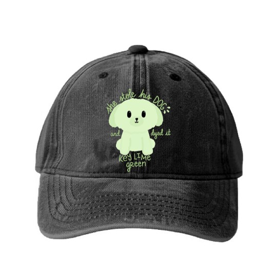 Key Lime Green Dog Washed Denim Baseball Caps
