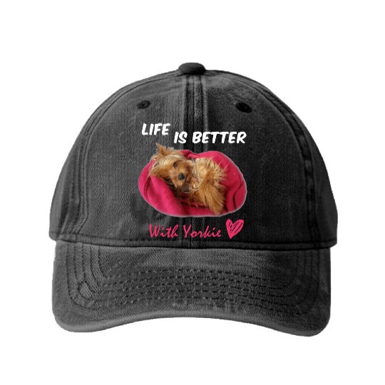 Yorkie Lover Bestie In My Life Washed Denim Baseball Caps