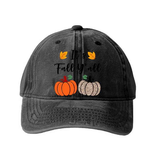 It s Fall Y all Cute Gnomes Pumpkin Spice Season Washed Denim Baseball Caps