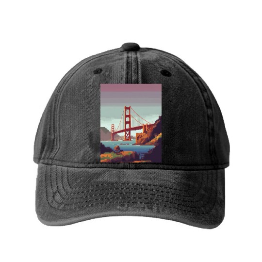 Golden Gate Bridge California Washed Denim Baseball Caps, Golden Gate