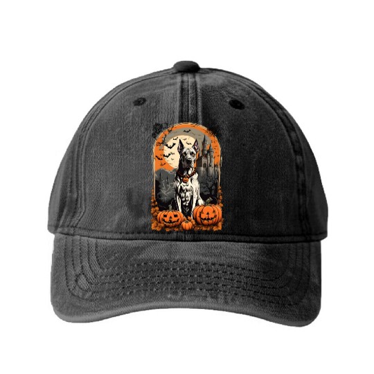 Ghoulishly Great Dane Washed Denim Baseball Caps