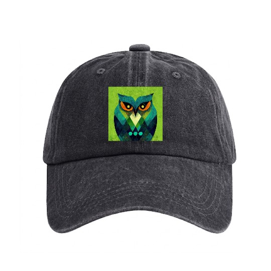 Mod Owl: ScOwl Owl Washed Denim Baseball Caps