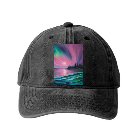 Northern lights Washed Denim Baseball Caps