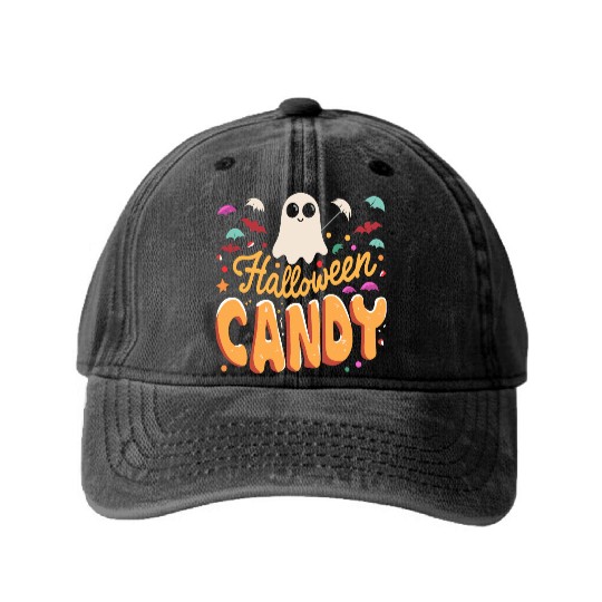 Candy Halloween Washed Denim Baseball Caps