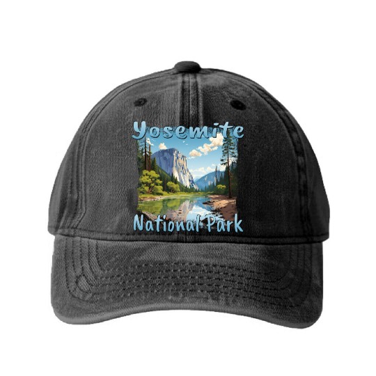 Yosemite National Park: Colorful Landscape in Washed Denim Baseball Caps
