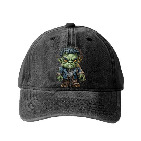 Halloween Frankie's Playful Monster Mash Washed Denim Baseball Caps