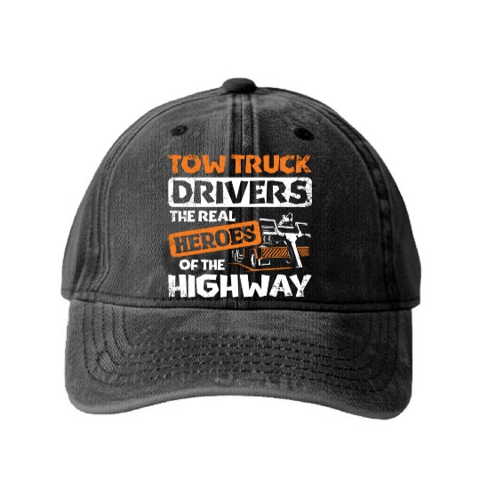 Tow truck drivers the real heroes of the highway Washed Denim Baseball Caps