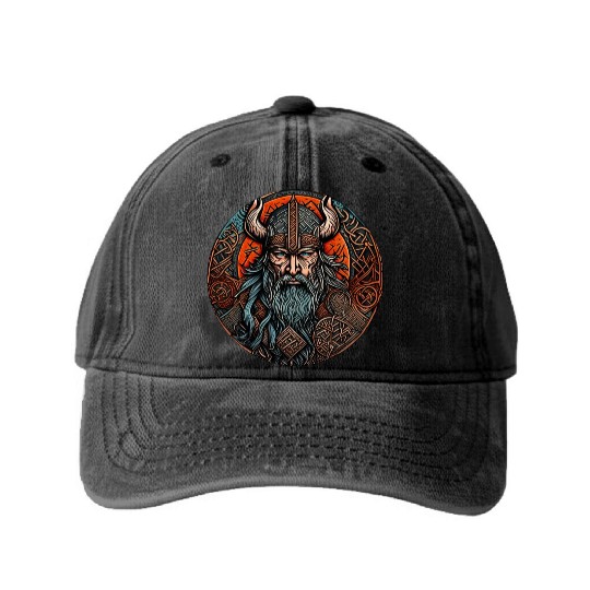 Viking / Odin / Thor / Celtic / Helmet / Nordic Washed Denim Baseball Caps