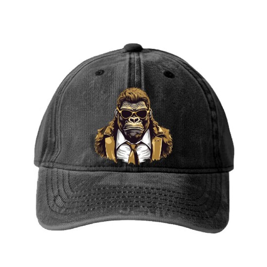 Mafia gorilla Washed Denim Baseball Caps
