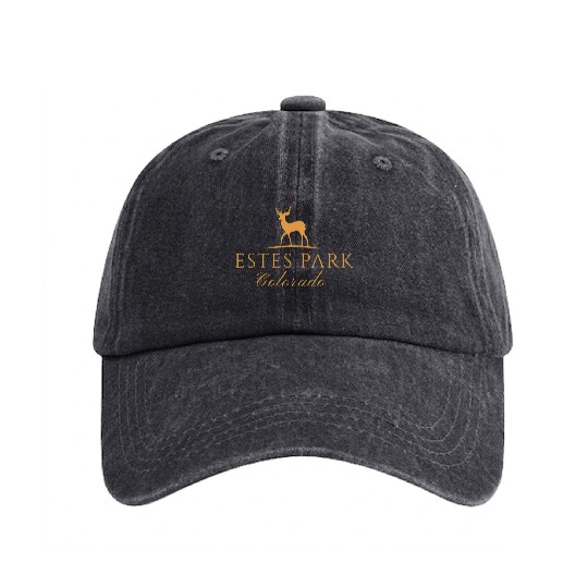 Elk Estes Park Colorado Washed Denim Baseball Caps