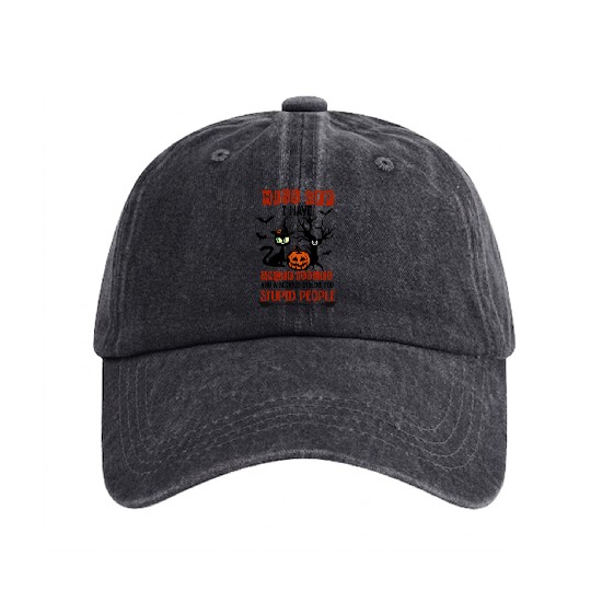 Halloween Cat Pumpkin Spooky Washed Denim Baseball Caps