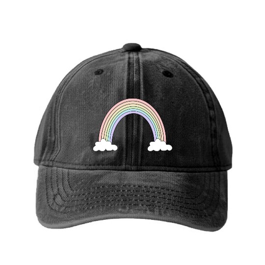 Pastel Rainbow Love Washed Denim Baseball Caps