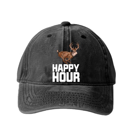 Happy Hour Deer Hunting Washed Denim Baseball Caps