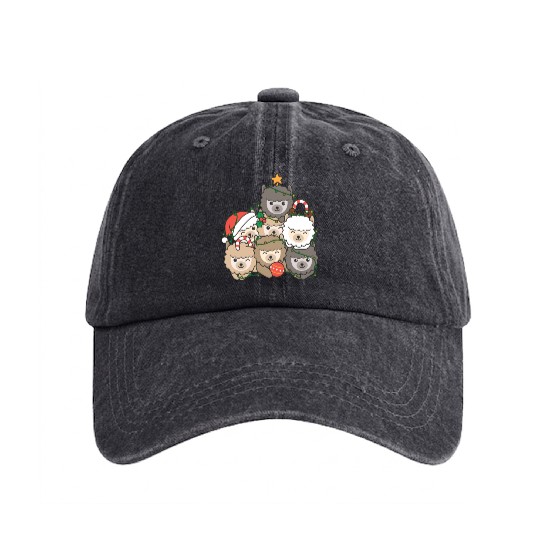 Alpaca Christmas Tree Funny Animal Christmas Washed Denim Baseball Caps