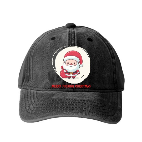 Cute Bad Santa Washed Denim Baseball Caps