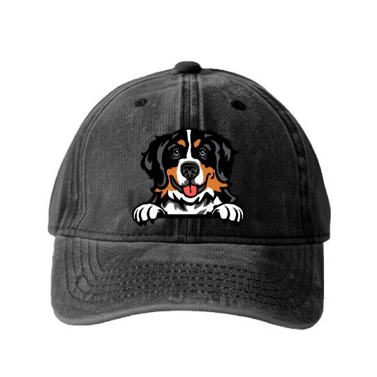 Bernese Mountain Dog Washed Denim Baseball Caps