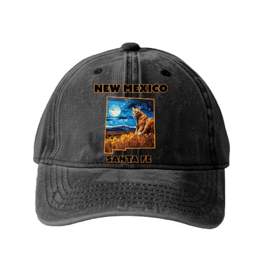 New Mexico - Cougar Washed Denim Baseball Caps