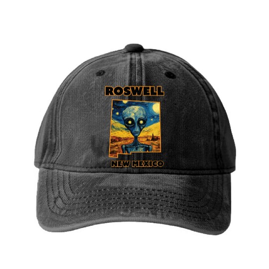 Roswell New Mexico - Alien Washed Denim Baseball Caps