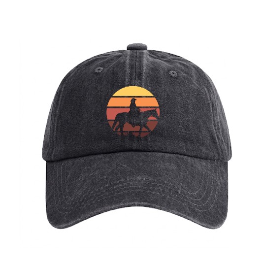 Western Cowboy Horse Rider Washed Denim Baseball Caps