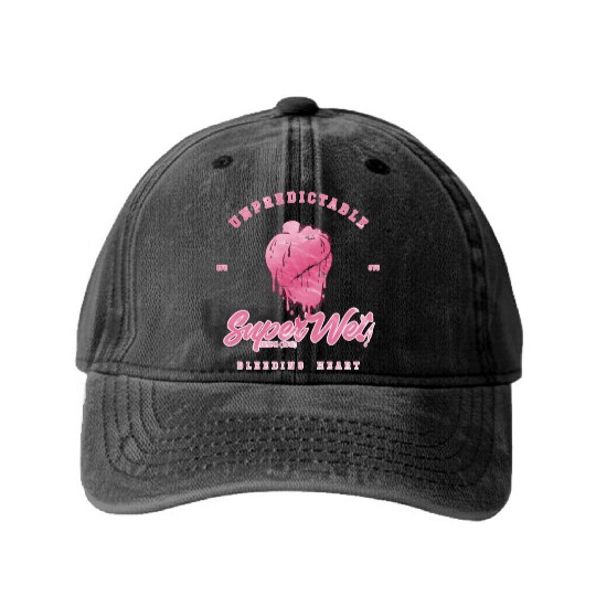 Unpredictable bleeding heart (pale style) Washed Denim Baseball Caps