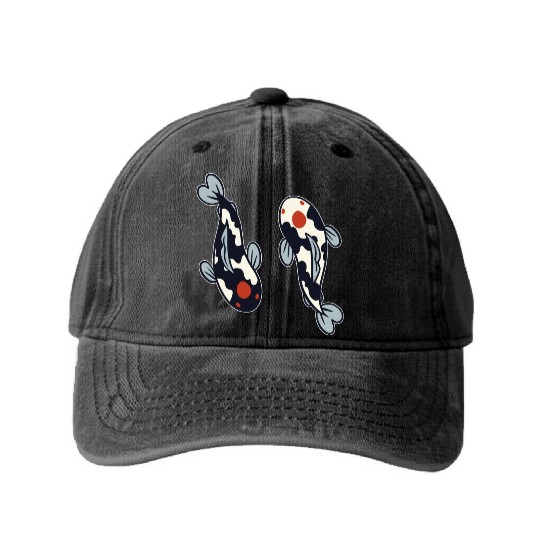 Koi Fish Washed Denim Baseball Caps