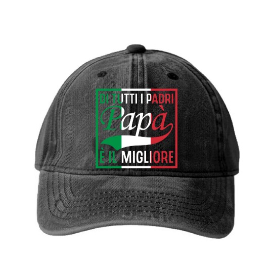 Di Tutti I Padri Papa Italian Flag Father's Day Washed Denim Baseball Caps