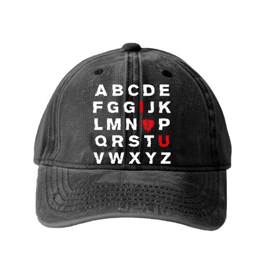 Abc Alphabet I Love You English Teacher Valentines Washed Denim Baseball Caps