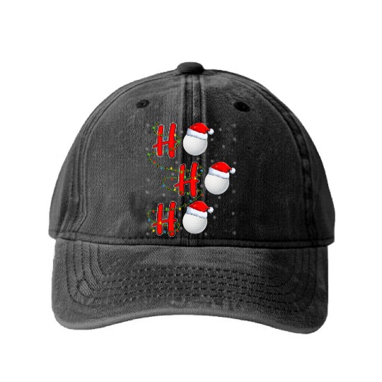 Golf Lighting Xmas Santa Ho Ho Ho Golf Christmas Washed Denim Baseball Caps