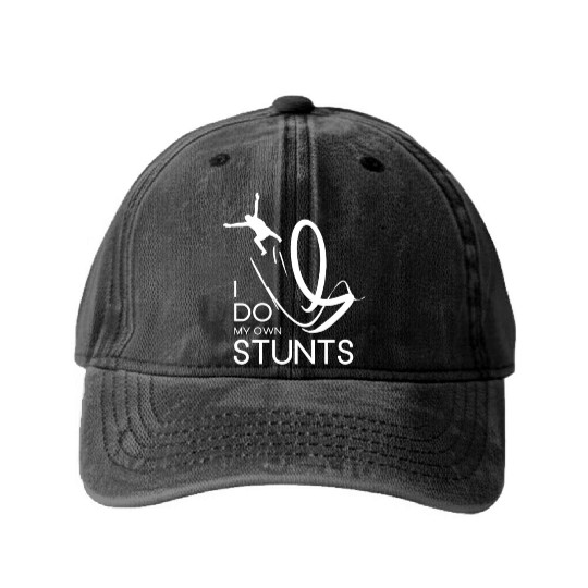 "I Do My Own Stunts" Daredevil Design Washed Denim Baseball Caps