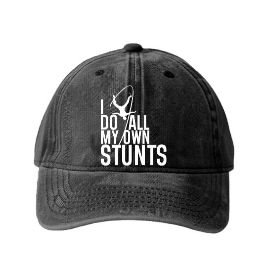 "I Do My Own Stunts" Daredevil Design Washed Denim Baseball Caps