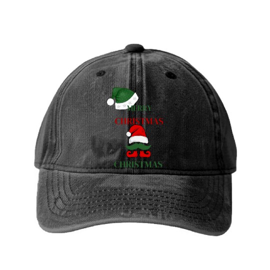 Elf Merry Christmas Washed Denim Baseball Caps