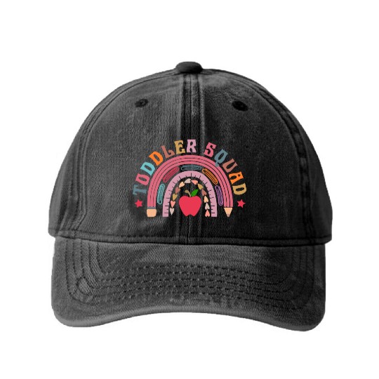 Toddler Squad Toddler Teacher Washed Denim Baseball Caps