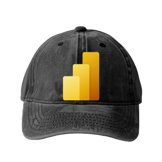 Power BI Logo, business intelligence software Washed Denim Baseball Caps