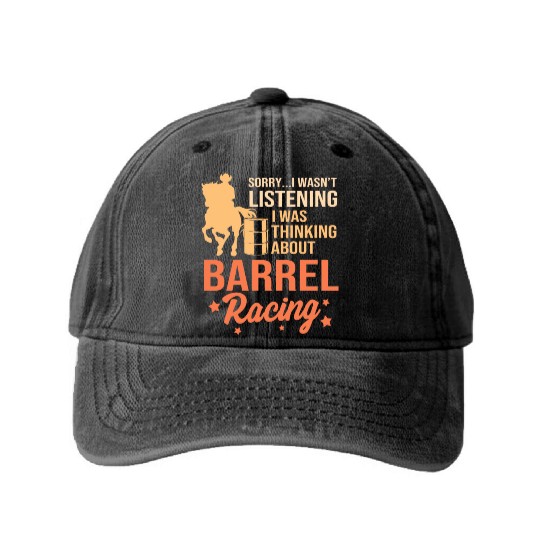Horseback Riding Cowgirl Funny Barrel Racing Washed Denim Baseball Caps